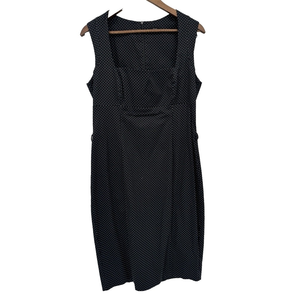 F & F Square neck Dress Polka Dot Black/White bodycon retro career‎ M pinup girl